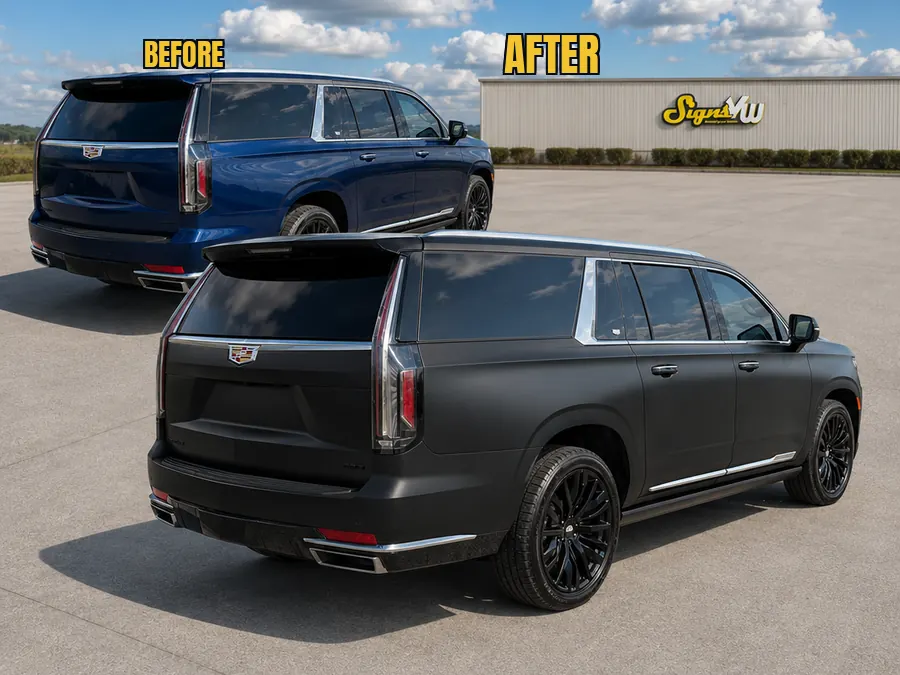 Color change wrap in our Orlando shop &mdash; blue to satin black