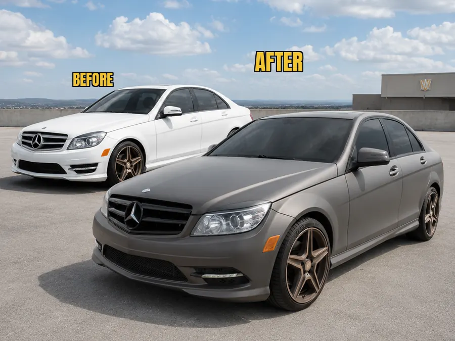 Color change wrap in our Orlando shop &mdash; white to bronze grey